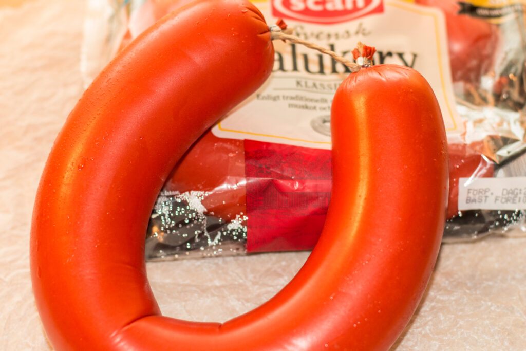 A fresh Falukorv ring from Scan foods. A fresh Falukorv ring from Scan foods.