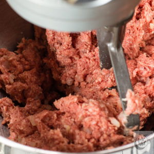 Mormor's meatball mix being blended.