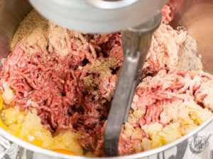 Ingredients added into the mixer for blending.