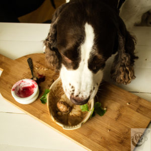Chloe the taster at work.