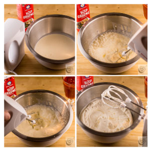 Images showing how to whip cream for the Flying Jacobs.
