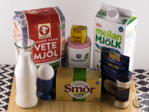 Ingredients for Semlor buns. Ingredients for Semlor buns.