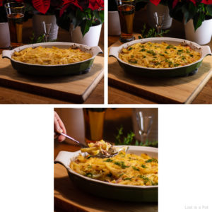 Cooked Jansson's Temptation with smoked salmon. Cooked Jansson's Temptation with smoked salmon.
