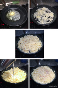Steps for precooking the potatoes. Steps for precooking the potatoes.