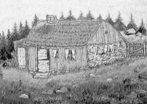 A old painting by Birgit Norling depicting a Swedish back cottage or farmhouse of the mid 1800s. A old painting by Birgit Norling depicting a Swedish back cottage or farmhouse of the mid 1800s.